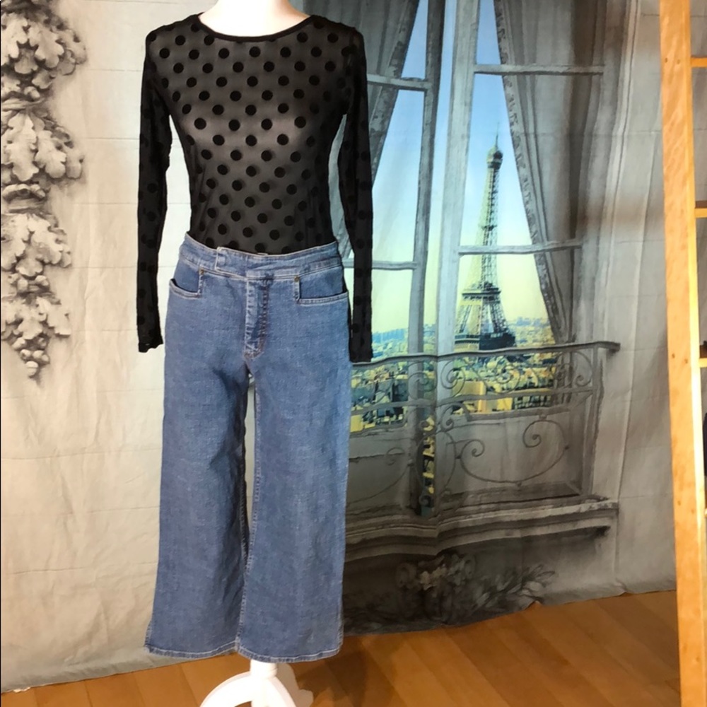 Fibers Jeans Crop Straight Leg Med Blue Wash Sz 8